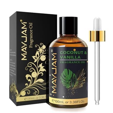 MAYJAM Olio Essenziale di Cocco e Vaniglia 100ml, Olio Di Fragranza Premium Per Diffusori di Olio Essenziali, Aromaterapia, Casa, Bruciatore Di Olio