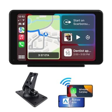 plimpton Autoradio Carplay Wireless Andriod Auto, Schermo per Auto con 7 Pollici Touchscreen Monitor, Stereo Auto con BT/AUX, Mirror Link, Navigatore GPS, Assistente Vocale, L1