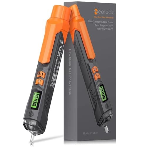 Neoteck Voltmetro Non-Contatto Sensibilità Regolabile 12-1000V/48V-1000V Tester di Tensione Senza Contatto Penna Rilevatore Tensione AC Tester Tensione con Indicatore LED Modalità d'Allarme