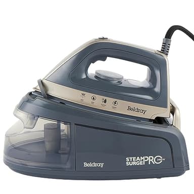 Beldray BEL01137TTVDE Ferro a Vapore Titanium Steam Surge Pro - Stazione di Vapore, Serbatoio d'Acqua 1,2L, Ferro da Stiro a Vapore con Piastra in Ceramica, Temperatura Variabile, Anticalcare, 2400W