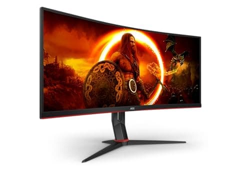 AOC Gaming CU34G2XP - WQHD Curved Monitor da 34 pollici, 180 Hz, FreeSync Prem., HDR400 (3440x1440, 1ms GtG, HDMI, DisplayPort, USB Hub) nero-rosso