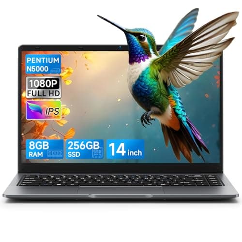 BMAX PC Portatile 14 Pollice Pentium N5000 CPU (Supera Celeron) 8GB RAM 256GB SSD Laptop 4 Core Win11 Computer Portatile 1920x1080 FHD 5G WiFi BT5.0 USB 3.0 Mini HDMI Pellicola per Tastiera Italiana