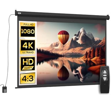 HOMCOM Schermo per Proiettore 84 Pollici Formato 4:3 Regolabile con Telecomando, Schermo di Proiezione Compatto, 171x130 cm, Nero