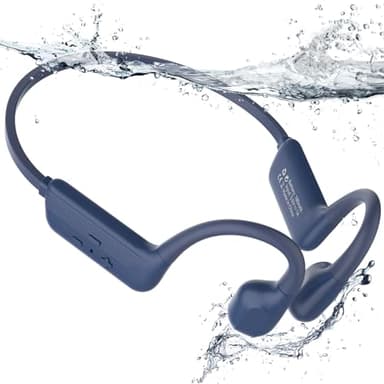 MONODEAL Cuffie Subacquee per Piscina IP68 Impermeabile Cuffie Conduzione Ossea Bluetooth 5.4 Auricolari MP3 Subacqueo 32G Cuffie Sport per Nuoto, Corsa - Blu