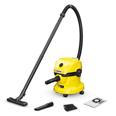 Kärcher WD 2 Plus V-12/4/18/C - Bidone Aspiratutto Solidi Liquidi, Potente Aspirapolvere portatile da 180AW, 1000W, con Sacco, Funzione soffiante