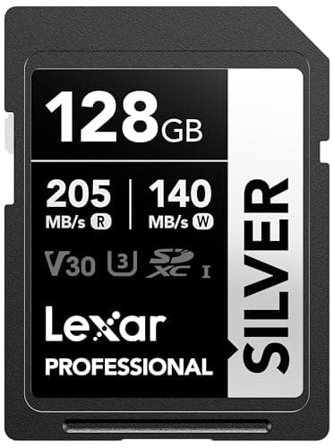 Lexar 128GB SD Card SILVER, fino a 205 MB/s in Lettura, Scheda di Memoria SDXC UHS-I, Classe 10, U3, V30, SD Card per Fotografi Professionisti, Videografi, Appassionati