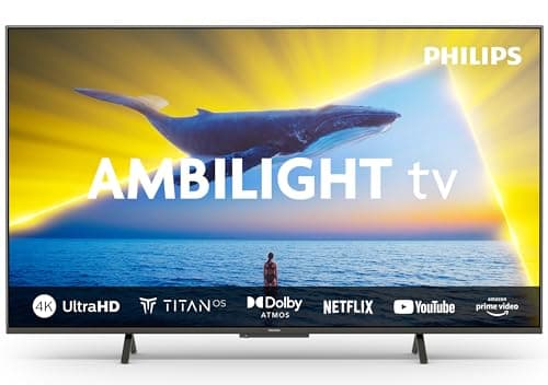 Philips Ambilight 65PUS8109 4K LED Smart TV - Display 65’’ con piattaforma Titan OS, Pixel Precise Ultra HD e Dolby Atmos Sound, funziona con Alexa e Google Voice Assistant - Cromato Satinato