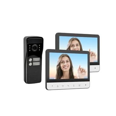 KIT VIDEOCITOFONO BIFAMILIARE DUE PULSANTI DOPPIO MONITOR A COLORI 7" APERTURA ELETTROSERRATURA