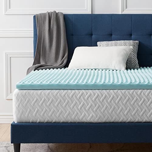 LUCID Topper Singolo | Design Ergonomico Ondulato | Coprimaterasso in Memory Foam con Gel Rinfrescante | Alto 5cm, 80x190 cm