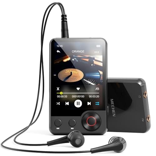 MECHEN Lettore MP3 Bluetooth 5.3, 128 GB di Memoria, Touchscreen da 2,4 pollici, Radio FM, Video, Sveglia, Sfondi Tematici, Funzione di Ricerca Musicale, 2 Porte Audio, USB-C