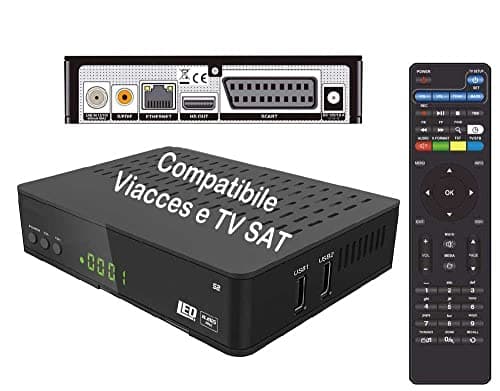 ANFEL Decoder Satellitare HD compatibile con tessera TV satellitare è con tessere Viaccess Bware 540 545, Telecomando Universale 2 in 1 per il ricevitore e la TV