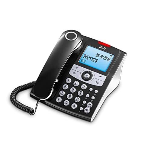 SPC Elegance ID - Telefono fisso da tavolo con schermo illuminato, 2 memorie dirette, rubrica, Tempo R regolabile, Connessione telefonica RJ11, Compatibile con le reti telefoniche analogiche spagnole