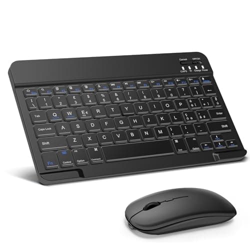 SOPPY Tastiera e Mouse Bluetooth Portatili, Mini Tastiera Ricaricabile, Tastiera Wireless per iPad/Samsung Tab/Lenovo Tab/iOS/Android/Windows, Layout Italiano (Nero)