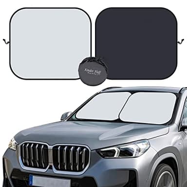 kinder Fluff Certificato Parasole Auto Parabrezza con 99,87% UV Sole Protezzione-210T Riflettenti Tende per parasole auto parabrezza interno -60x73cm Interni Accessori Auto Tendine Parasole Auto 2x(S)