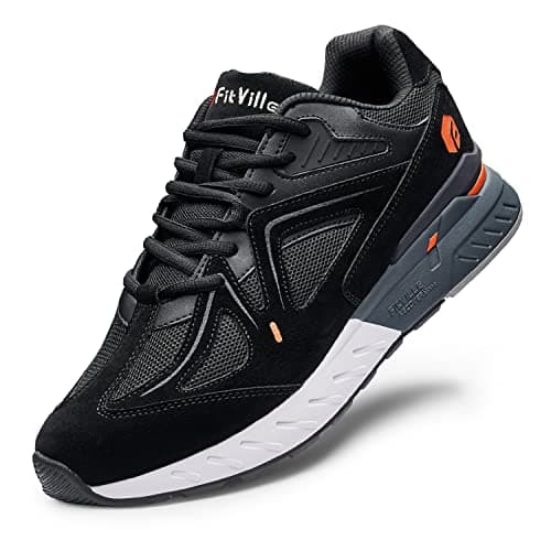 FitVille Extra Larghe Scarpe Uomo Sneakers Supporto per Arco Plantare Pianta Larga Scarpe da Ginnastica Comfort per Piede Piatto 43 EU XX-Larga Nero
