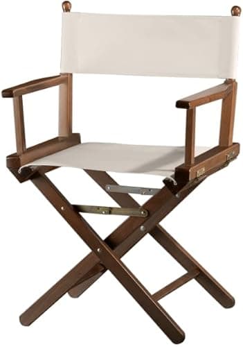 ZStyle Sedia da Regista Pieghevole in Legno, 90 cm di Altezza, 54 cm di Larghezza, 48 cm di Profondità, Nera (Fusto mogano - tela ecrù)