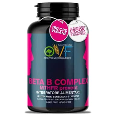 OVF Vitamina B Complex Alto Dosaggio - 180 Capsule Vegan - B2, B6, B9, B12, Metilate e Betaina - Apporta più Energia e Regola l'Omocisteina