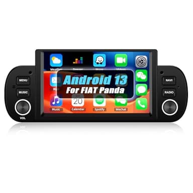 [1+32G]SIXWIN Android 13 Autoradio per Fiat Panda 2013-2020,6.2 Pollici HD TouchScreen Schermo Navigatore con Mirror Link WiFi RDS FM USB Bluetooth Comandi al Volante