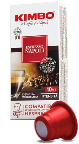 Kimbo Capsule Napoli Compatibili Nespresso, Intensità 10/12, 10 Astucci da 10 Capsule (Totale 100 Capsule)
