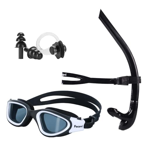 Focevi Frontale Boccaglio da per Il Nuoto, Attrezzatura per Nuotatori Adulto l'allenamento con Lo Snorkeling in Piscina, Snorkel con Montaggio Centrale, Valvola di Spurgo
