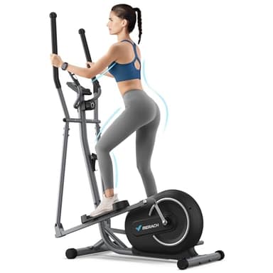 MERACH Cyclette Ellittica per la Casa, Ellittico Ultra Silenziosa con Resistenza Magnetica a 16 Livelli, Schermo LCD, Sensore di Battito Cardiaco, Applicazione Esclusiva, Capacità di Carico 120KG