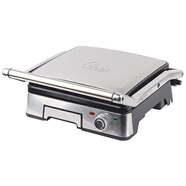 ARDES | Bistecchiera Elettrica Professionale 1800W Piastra Elettrica per Panini con 5 Livelli di Temperatura Bistecchiera con Piastre Removibili Grande Colore Acciaio Modello AR1S40