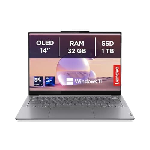 Lenovo Yoga Slim 7 Notebook AI 14" WUXGA (1920x1200) OLED, Processore Intel Core Ultra 7 155H, RAM 32 GB, 1 TB SSD, Grafica Integrata Intel Arc, Windows 11, scocca in alluminio, Luna Grey