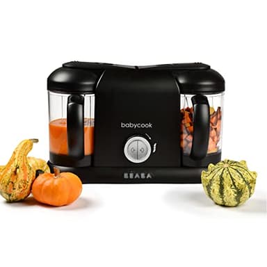 BÉABA - Babycook Duo, Cuocipappa Omogeneizzatore, Cottura a Vapore Rapida in 15 Minuti, Capacità XXL 2200 ml, Robot per Pappe 4 in 1, Neonato e Bambino, Nero
