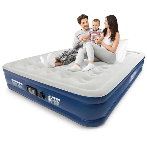 Active Era Materasso gonfiabile matrimoniale con sistema di supporto avanzato e pompa elettrica incorporata - letto gonfiabile matrimoniale rialzato 152,4x203 x33cm, per campeggio, spostamenti, viaggi
