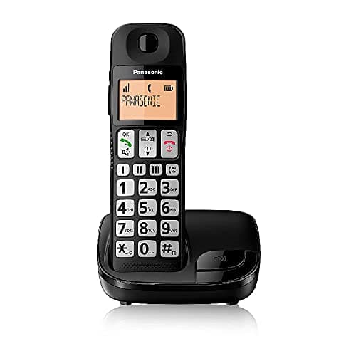 Panasonic KX-TGE110JTB Telefono Cordless Digitale (DECT) Singolo ad Utilizzo Facilitato, Tasti Grandi, 3 Tasti di composizione rapida, Compatibilità con Apparecchi Acustici, Nero