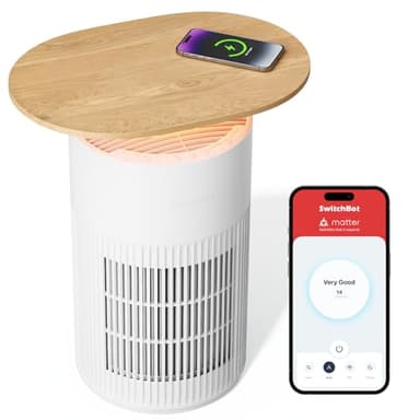 SwitchBot Purificatore D'aria Con App E Luce Notturna, CADR 400m³/h Fino A 83㎡, Filtro HEPA Rimuove 99.97% Di Muffa, Polvere, Polline, Modalità Sonno 20dB (Purificatore d'aria da tavolo)