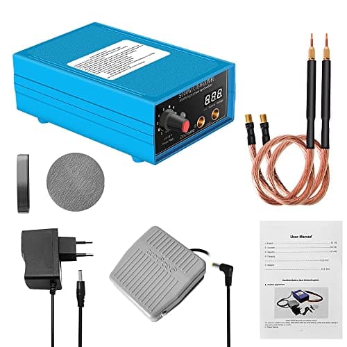 KKnoon 5000 W Saldatrice domestica portatile batteria in lamiera di nichel saldatrice a punti digitale a 10 velocità potenza di uscita regolabile c per lamiera di nichel da 0,1 a 0,15 mm con pedale