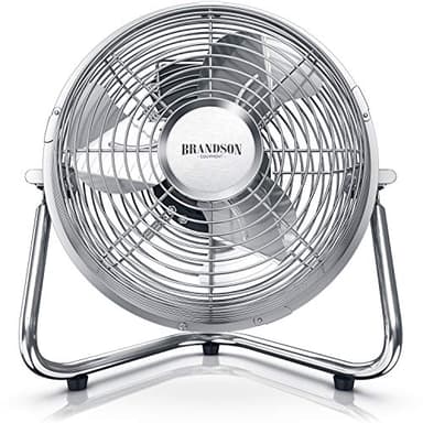 Brandson - Macchina del Vento in Stile retrò - Ventilatore da Tavolo Compatto e Molto Potente - 32W - 3 Velocitá - Scocca ed eliche in Metallo- 25 cm di Diametro