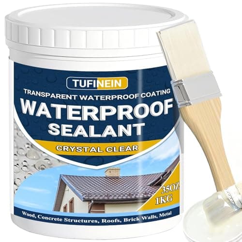 Sigillante Impermeabile Liquido 1KG, TUFINEIN Rivestimento Impermeabile Trasparente Impermeabilizzante Trasparente Guarnizione di Perdite, Interno ed Esterno Colla Impermeabile