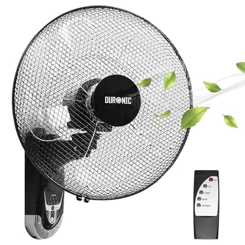 Duronic FN55 BK Ventilatore da parete 60W| 5 pallidi da 40 cm |Timer | 3 velocità| Telecomando |Motore potente| Supporto parete scorrevole smontabile