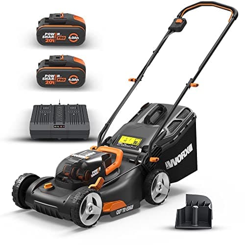 WORX WG743E tosaerba a batteria 40 V – tosaerba professionale con funzione di pacciamatura e batteria PowerShare – tosaerba senza cavo – ideale per giardini fino a 500 m²