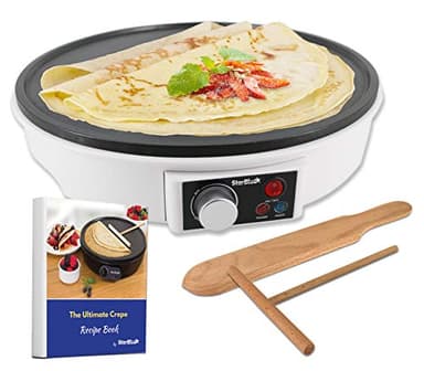 Macchinetta per Crepe Elettrica da 30.5cm Della StarBlue con Spatola di Legno - AC 220-240V 50/60Hz 1000W, Spina del Regno Unito, Adattatore Europa Incluso