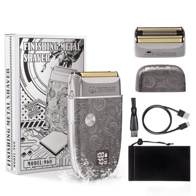 Bestauty Rasoio Elettrico Barba, Regolabarba Uomo con 2 Lame e LCD Display, Rasoio Elettrico Corpo Uomo, Macchinetta per Capelli, Rasoio Regali per Uomo (7 in 1, Argento)