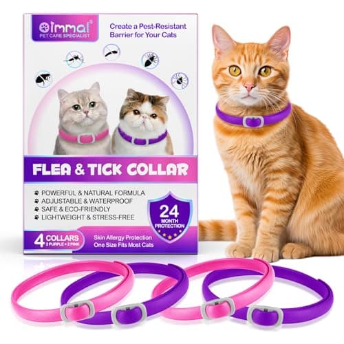 Collare Antiparassitario Per Gatti 4 Pezzi, Impermeabile Collare Antipulci e Zecche per Gatti, Collari antipulci regolabili per gatti da 48 cm, 4 * 6 Mesi di Efficacia Protezione