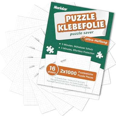 Nariolar Fogli di Colla per Puzzle, 16 Fogli Salva Puzzle che Conservano Puzzle da 2×1000 Pezzi, Salva Puzzle per una Conservazione Facile in Pochi Minuti