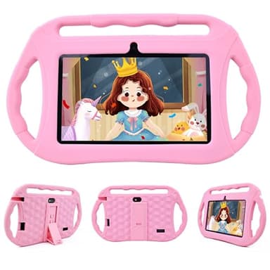 Veidoo Tablet per bambini da 7 pollici, tablet Android, 2GB RAM 32GB ROM, WiFi, schermo HD, applicazioni preinstallate con controllo parentale, giochi, tablet educativo, Rosa