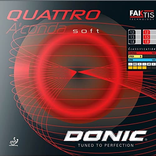 DONIC Gomma Quattro Aconda Morbido, Opzioni 1,5 mm Rosso