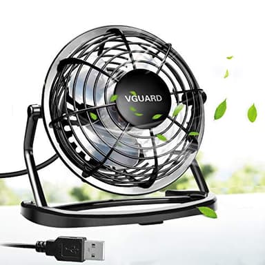 Mini Ventilatore USB, VGUARD 4 Pollici Portatile 360° Girevole Ventilatore da Tavolo Silenzioso Mini Fan Compatibile con Notebook, Computer, PC Desk per la Casa, Ufficio, Campeggio, e Altro - Nero