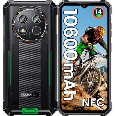 OUKITEL WP28E Rugged Smartphone 2024-10600mAh Telefono Indistruttibile, 16GB+64B/1TB Smartphone Rugged Android 14, 6.52" HD Telefono Rugged, 13MP Cellulare Antiurto, 4G Dual SIM,GPS/OTG/NFC, Verde