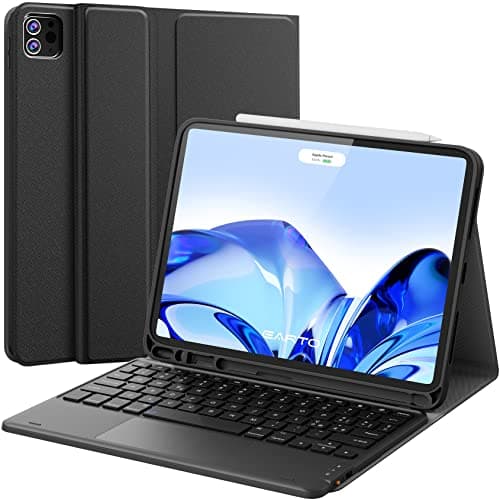 Earto Tastiera iPad Air 11 (M2,2024/M3,2025), Tastiera per iPad Pro 11 (4/3/2/1 Generazione) con Touchpad, Staccabile Tastiera per iPad Air 5 /Air 4 Gen. 10.9”, 2 Canali BT, Italiano ‎QWERTY, Nero