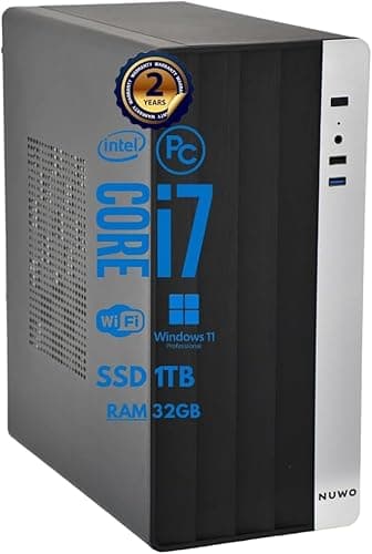 Pc Fisso i7 intel core Cpu fino a 4.00ghz, 32gb Ram, Ssd M.2 da 1TB, Wifi Incluso, Windows 11 Pro, Office 2019, Computer PC Desktop completo per ufficio,casa pronto all'uso