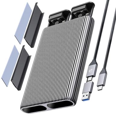 ORICO Dual-Bay Case NVMe M2 SSD Alluminio USB3.2 Gen2 10Gbps M.2 Tipo-C SSD Docking Station per PCIe M-Key, B&M Key 2230/2242/2260/2280 SSD, Adattatore M2 Senza Attrezzi Fino a 4TB- AM2-2N