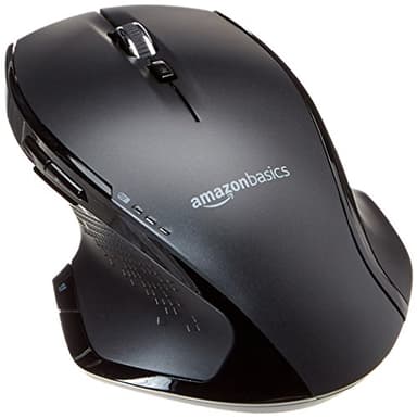 Amazon Basics Mouse wireless ergonomico full-size con scrolling rapido, Nero