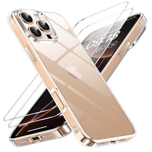 Phoona Cover per iPhone 16 Pro Custodia con 2 Pezzi Pellicola Vetro Temperato,Ultra Sottile Trasparente Silicone Protettiva Case per iPhone 16 Pro Sottile Morbida Antiurto Cover