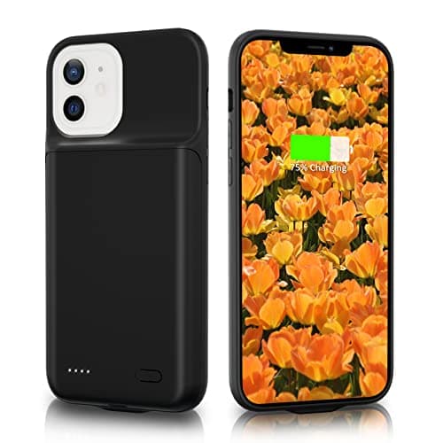 HUOBAO Custodia Batteria per iPhone 12/12 Pro, 5000mAh Smart Cover Caricabatterie per iPhone 12/12 Pro Portatile Protettiva, Cover Power Bank per iPhone 12/12 Pro, 6.1 pollici